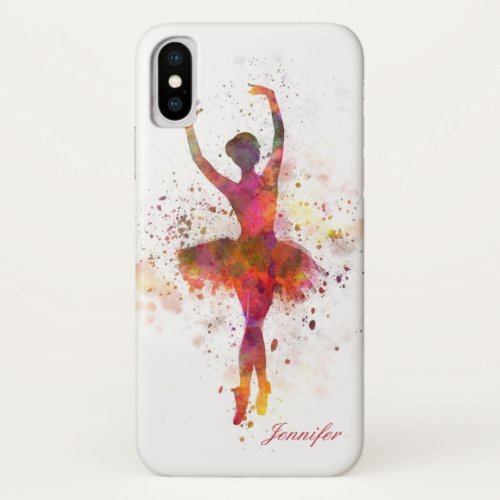 Ballerina Splatter Art Personalized Name  Ballet iPhone XS Case