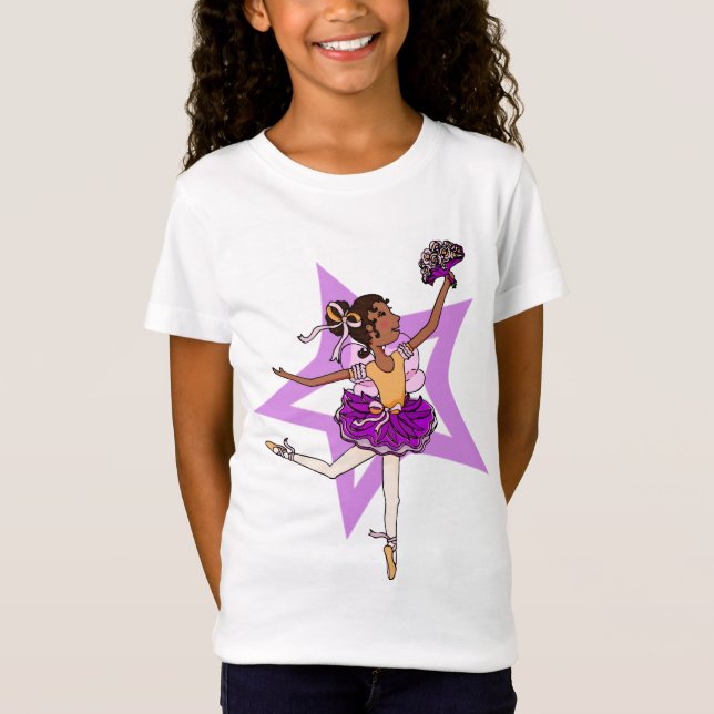Ballerina star in pink with black hair top (Front)