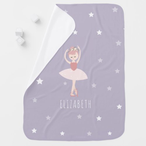 Ballerina Stars Purple Baby Girl Baby Blanket