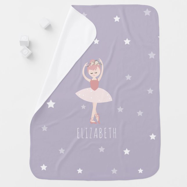 Ballerina Stars Purple Baby Girl Blanket (In Situ)