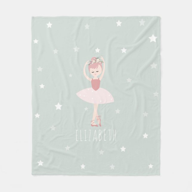 Ballerina Stars Teal Fleece Blanket (Front)