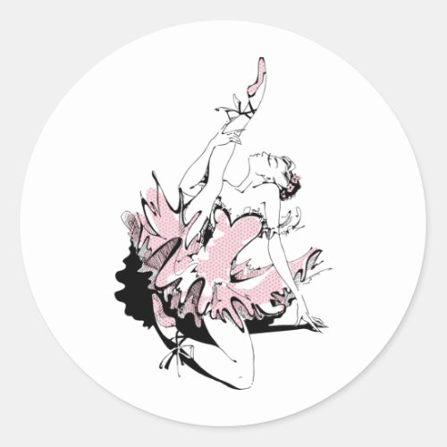 Ballerina Stretching in Pink Classic Round Sticker