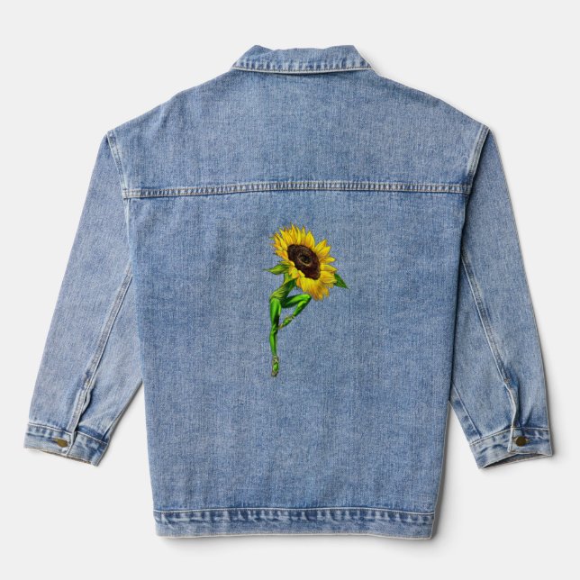 Ballerina Sunflower Ballet Dancer Denim Jacket (Back)