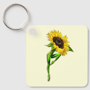Ballerina Sunflower Ballet Dancer Keychain Gift