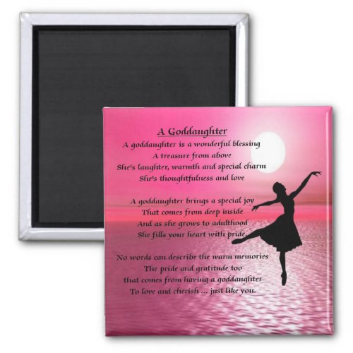 Ballerina Sunset  Goddaughter Poem Magnet