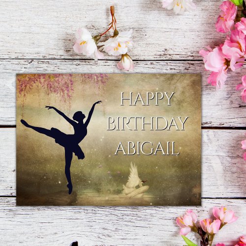 Ballerina Swan Lake Dance Vintage Birthday Card