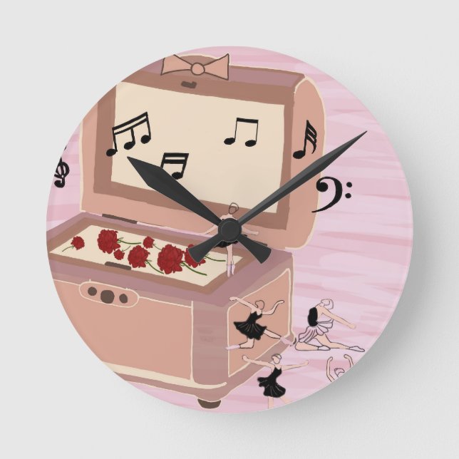 Ballerina Symphony in a Box - Ballerina Art Round Clock (Front)