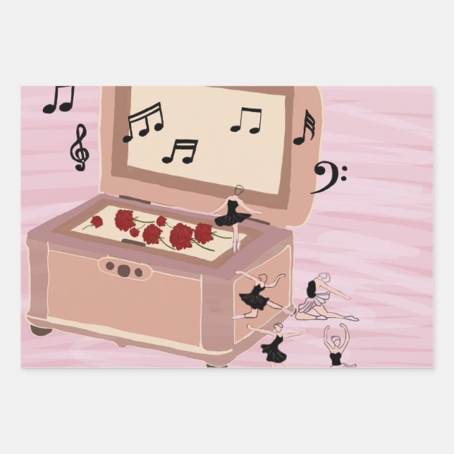 Ballerina Symphony in a Box - Ballerina Art Wrapping Paper Sheets (Front)