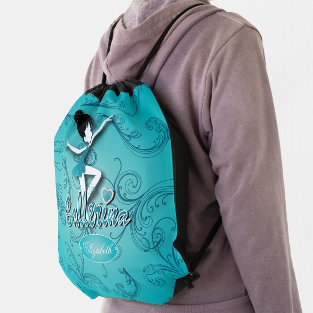 Ballerina - Teal Drawstring Bag (Insitu)
