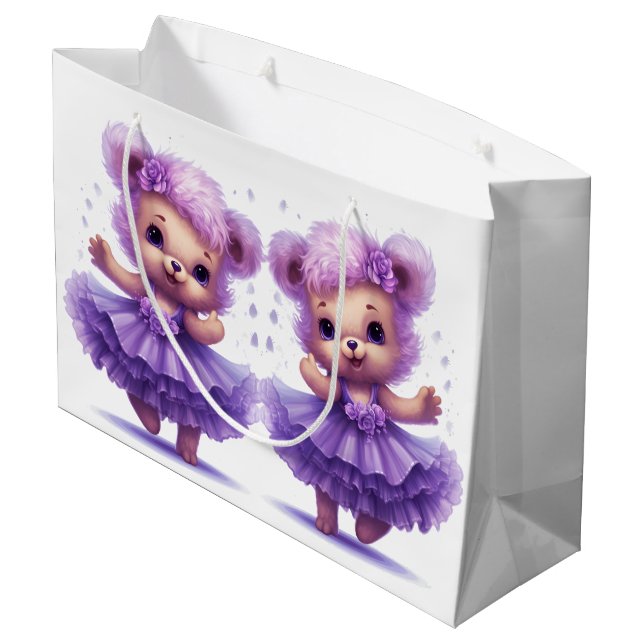 Ballerina Teddy Bears Large Gift Bag (Back Angled)