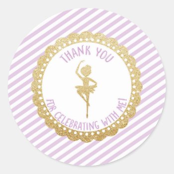 Ballerina Thank You Favor Stickers by Pixabelle at Zazzle