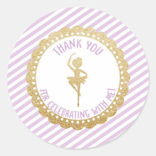 Ballerina Thank You Favor Stickers (Front)