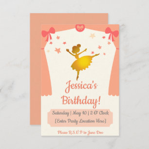 Ballerina Themed Birthday Invitation