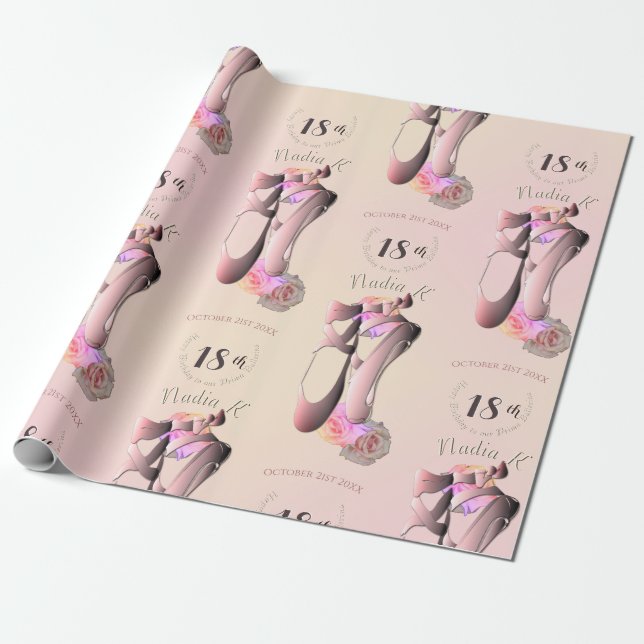 Ballerina Toe Shoes Custom Event Wrapping Paper (Unrolled)