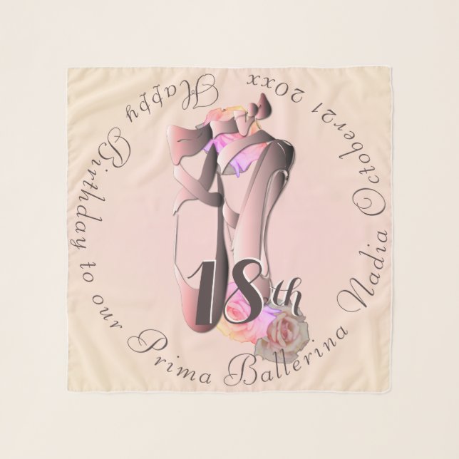 Ballerina Toe Shoes Medallion Custom Event Pink Scarf (Front)