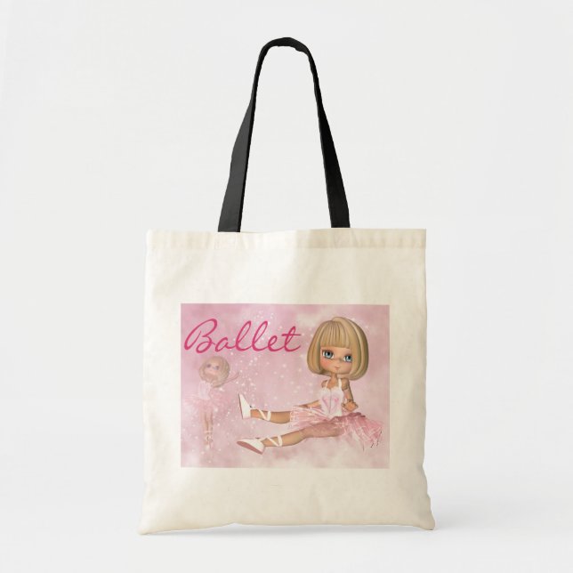 Ballerina Tote Bag, Cute Ballet Tote Bag (Front)