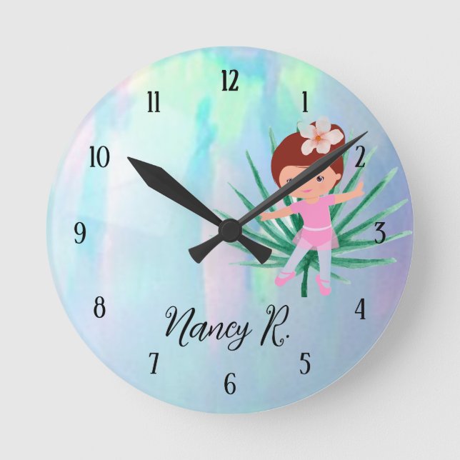 Ballerina Tropical 0pal Round Clock (Front)