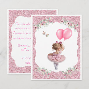 Ballerina Turning 3 Birthday Digital Download Invitation