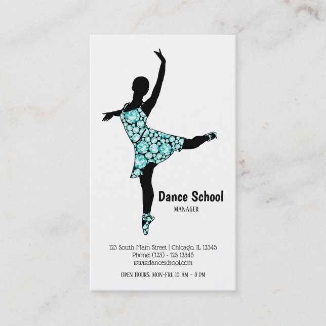 Ballerina turquoise diamond business card (Front)