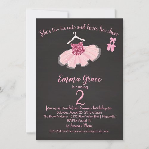 Ballerina Tutu and Shoes Birthday Girl Invitation