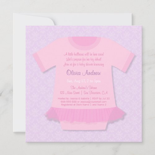 Ballerina Tutu Baby Girl Shower Invitations