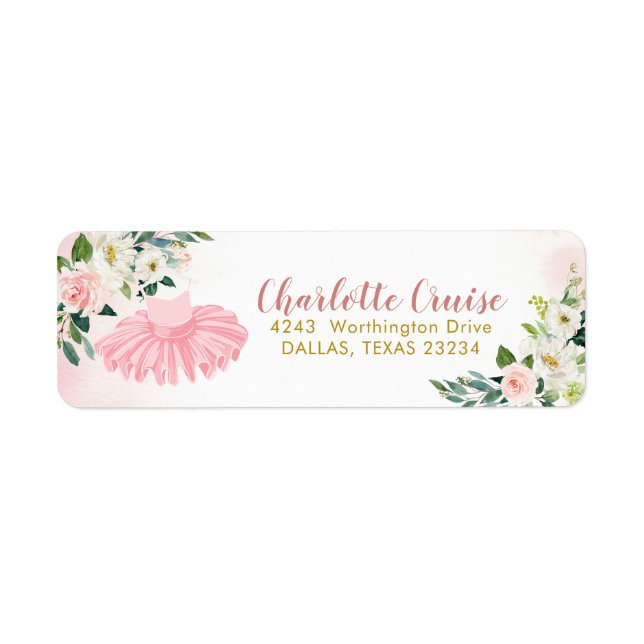 Ballerina Tutu Baby Shower Address Label (Front)