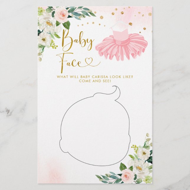 Ballerina Tutu Baby Shower Baby Face Game (Front)