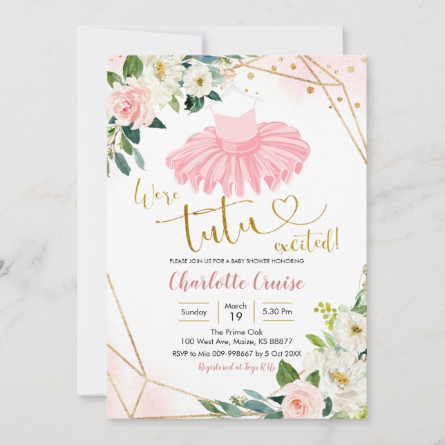 Ballerina Tutu Baby Shower Invitation (Front)