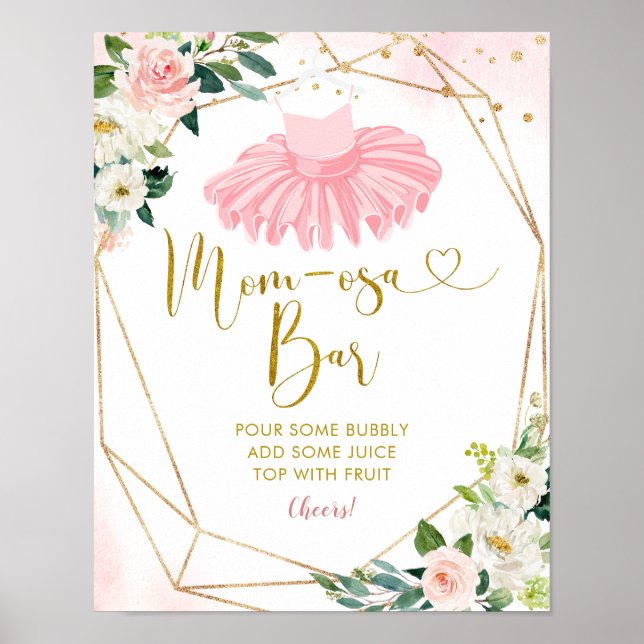 Ballerina Tutu Baby Shower Mom-osa Bar Sign (Front)