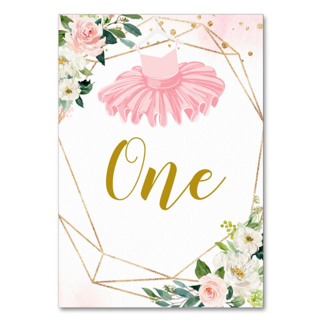 Ballerina Tutu Baby Shower Table Number (Front)