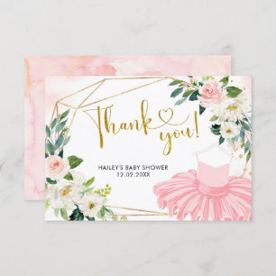 Ballerina Tutu Baby Shower Thank You Card