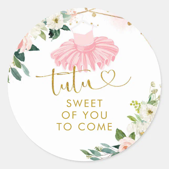 Ballerina Tutu Baby Shower Thank You Sticker | Zazzle