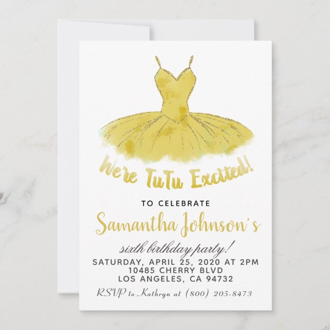 Ballerina TuTu Birthday Invitation (Front)
