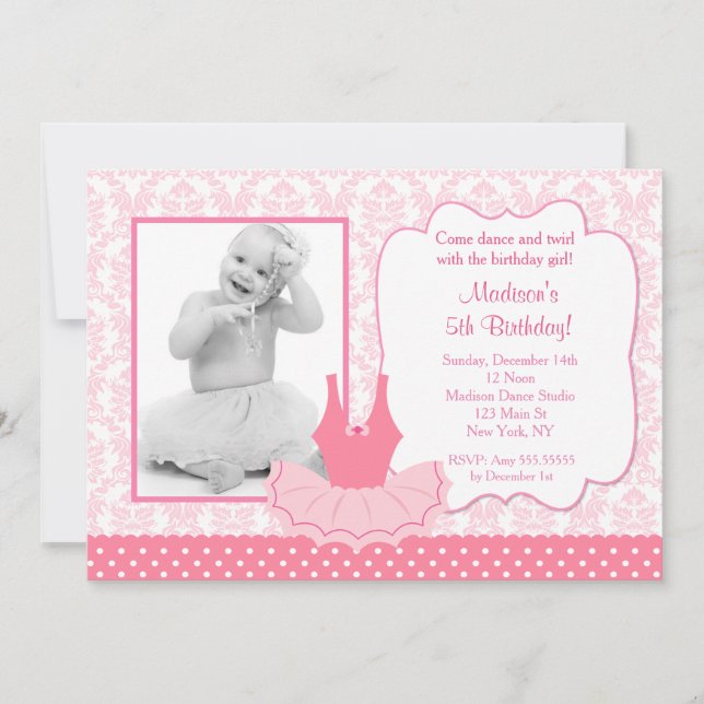 Ballerina Tutu Birthday Invitation (Front)