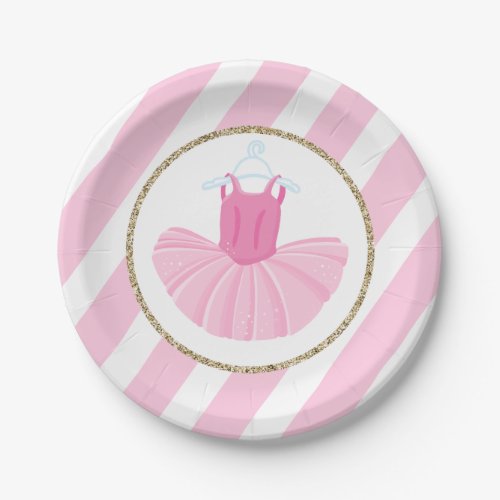 Ballerina Tutu Birthday Plates with pink stripes