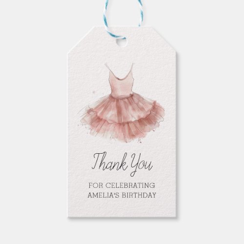 Ballerina Tutu Cute Ballet Pink Script Birthday Gift Tags