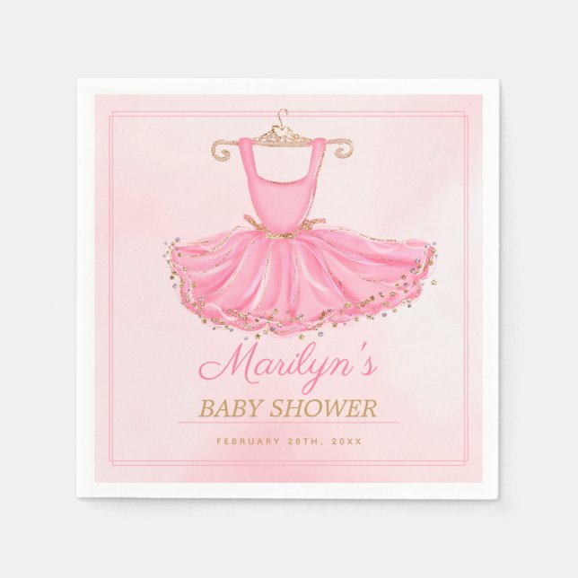Ballerina Tutu Dress Baby Shower Birthday Napkins (Front)