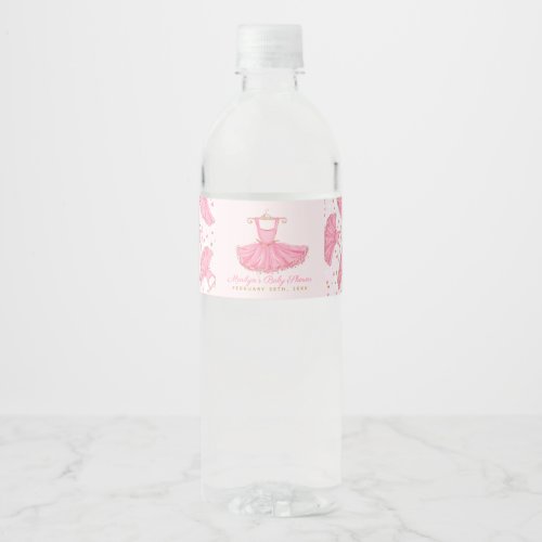 Ballerina Tutu Dress Baby Shower Birthday Water Bottle Label