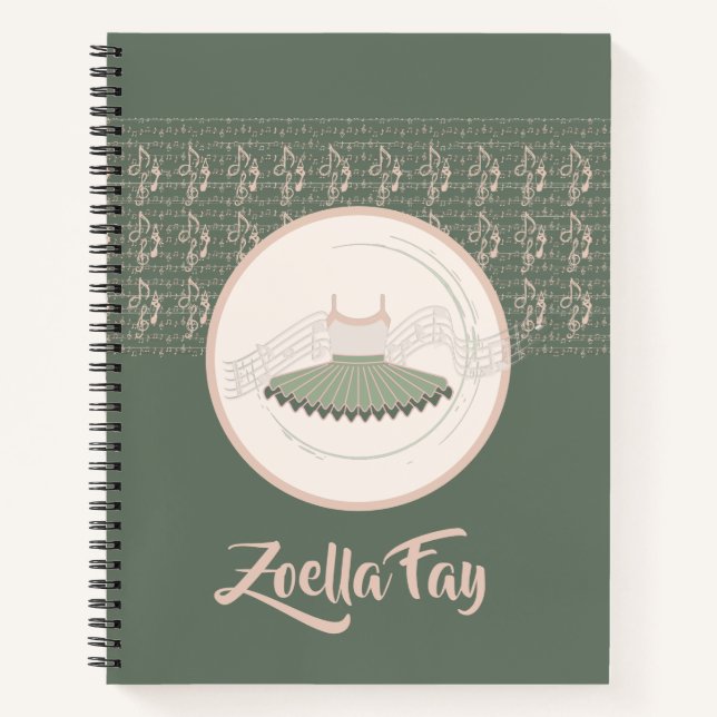 Ballerina Tutu Dress with Music Notes  Notebook (Front)