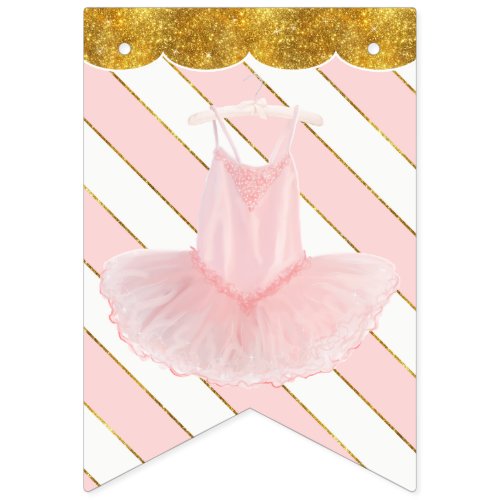 Ballerina Tutu Girl Baby Shower Gold Party Decor Bunting Flags