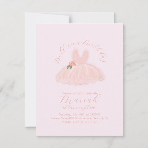 Ballerina Tutu Girls Birthday Any Age Invitation