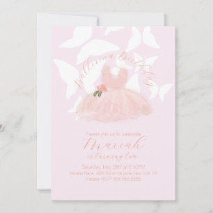 Ballerina Tutu Girl's Birthday Butterflies Invitation