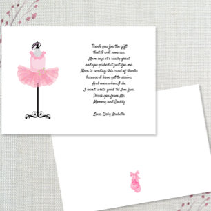 Ballerina Tutu thank you note with poem Invitation