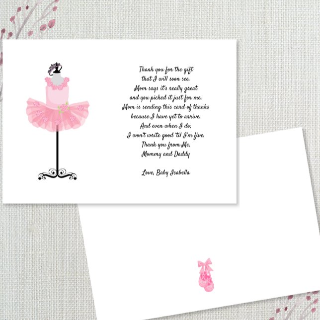 Ballerina Tutu thank you note with poem Invitation (Creator Uploaded)