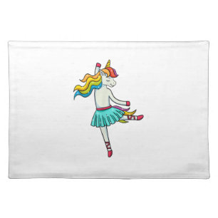 Ballerina Unicorn Dancing Ballet Dancer Tutu Dress Cloth Placemat