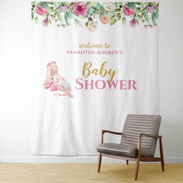 Ballerina & Unicorn Girly Baby Shower Backdrop (In Situ)