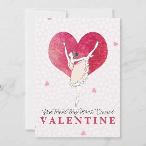 Ballerina Valentine Make My Heart Dance Pink Dance Holiday Card