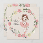 Ballerina Vintage Roses Wreath Baby Shower Invitation (Front/Back)