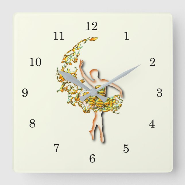 Ballerina Wall Clock - Fire Ballet Dancer Girl (Front)