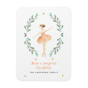 ballerina watercolor botanical cute Christmas Pos Magnet